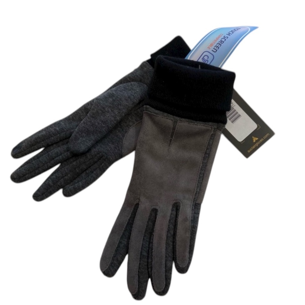 Auclair Women’s Grey Suede Knit Touchscreen Glove Size S Casual ladies warm fall